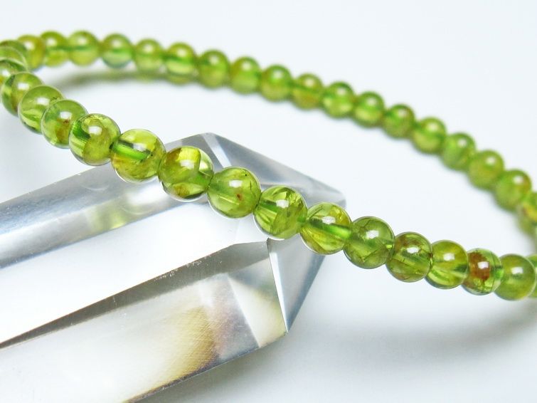 ペリドット ブレスレット 5mm メール便可 一点物 111-50564