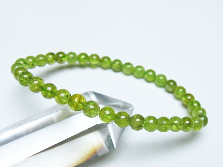 ペリドット ブレスレット 5mm メール便可 一点物 111-50565