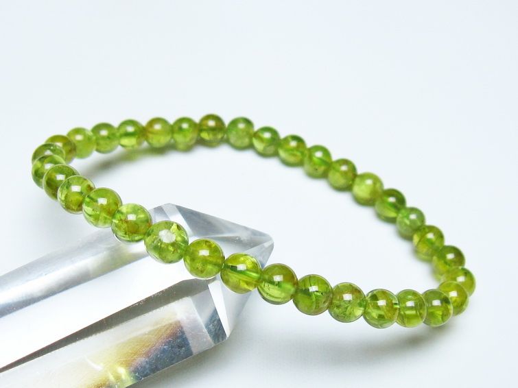 ペリドット ブレスレット 6mm メール便可 一点物 111-50567