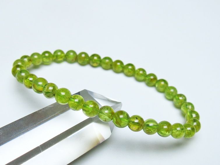 ペリドット ブレスレット 6mm メール便可 一点物 111-50569