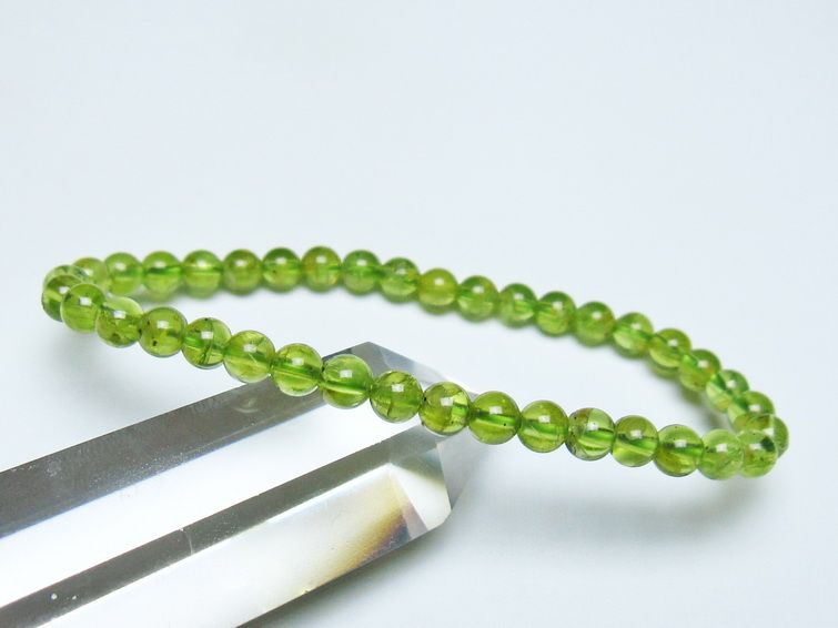 ペリドット ブレスレット 5mm メール便可 一点物 111-50570