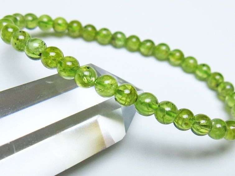ペリドット ブレスレット 5mm メール便可 一点物 111-50571