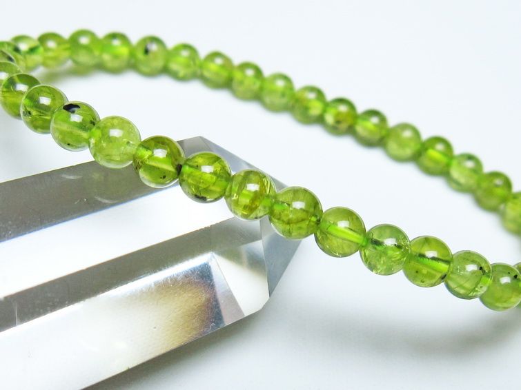 ペリドット ブレスレット 5mm メール便可 一点物 111-50572