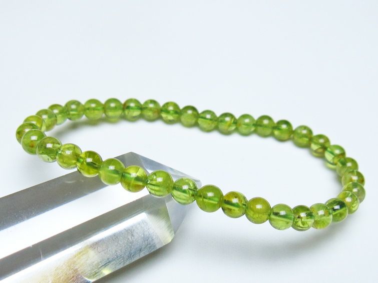 ペリドット ブレスレット 5mm メール便可 一点物 111-50573