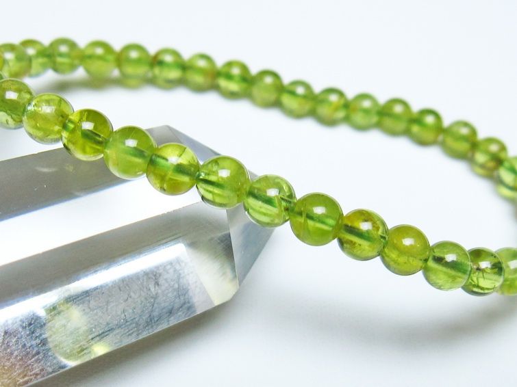 ペリドット ブレスレット 5mm メール便可 一点物 111-50573
