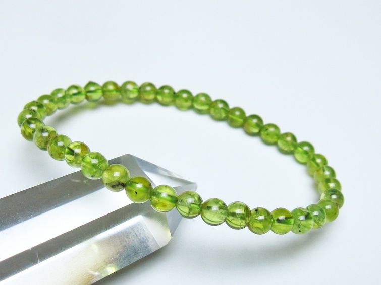 ペリドット ブレスレット 5mm メール便可 一点物 111-50575