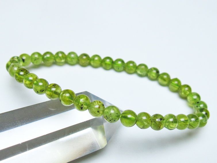 ペリドット ブレスレット 5mm メール便可 一点物 111-50576