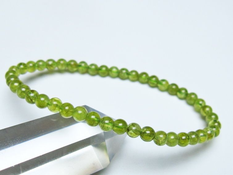 ペリドット ブレスレット 4mm メール便可 一点物 111-50577