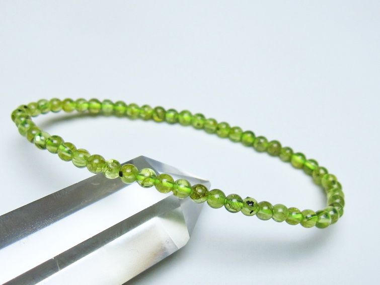ペリドット ブレスレット 4mm メール便可 一点物 111-50578