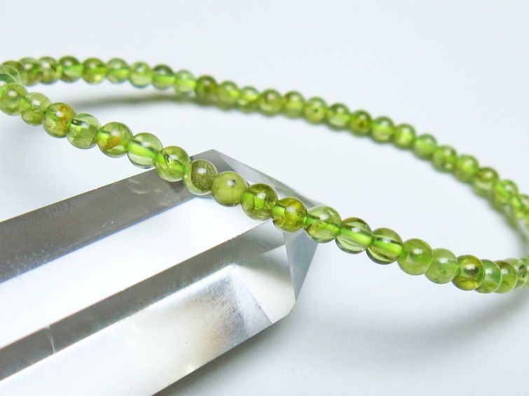 ペリドット ブレスレット 4mm メール便可 一点物 111-50580