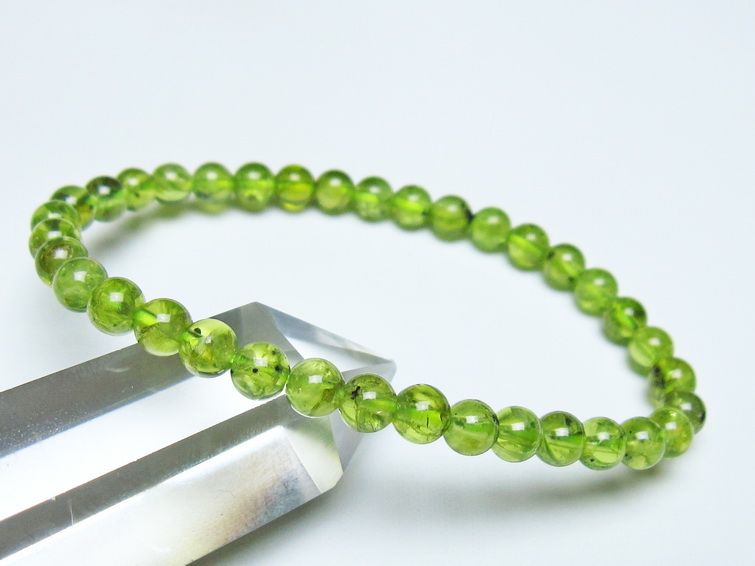 ペリドット ブレスレット 5mm メール便可 一点物 111-50581
