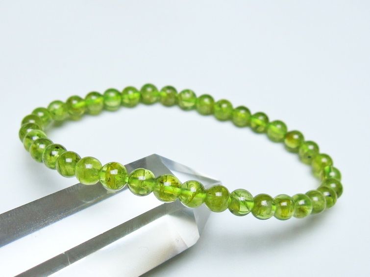ペリドット ブレスレット 5mm メール便可 一点物 111-50582