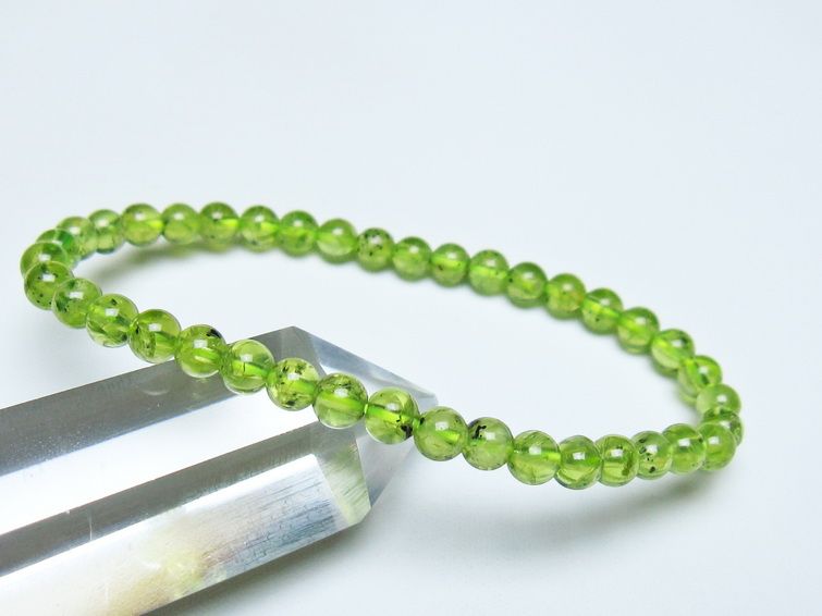ペリドット ブレスレット 5mm メール便可 一点物 111-50583