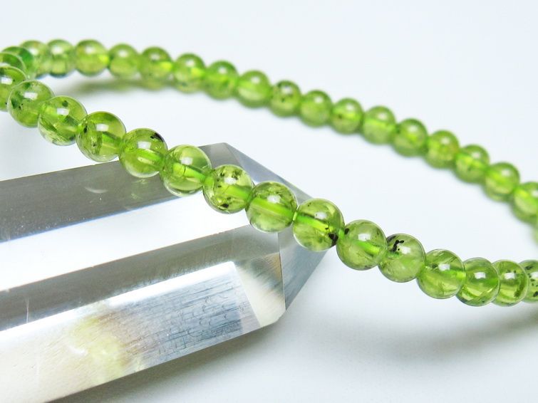 ペリドット ブレスレット 5mm メール便可 一点物 111-50583