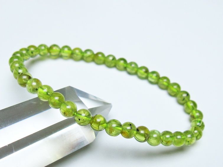 ペリドット ブレスレット 5mm メール便可 一点物 111-50584