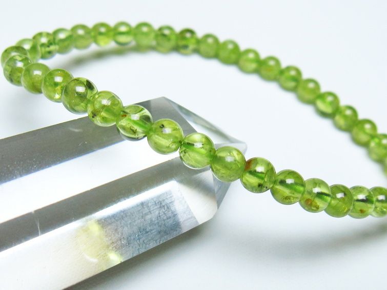 ペリドット ブレスレット 5mm メール便可 一点物 111-50585