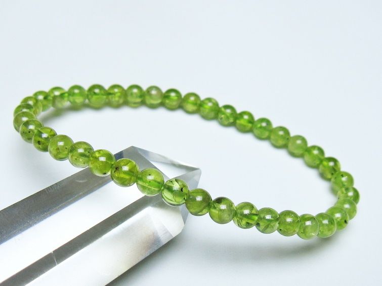 ペリドット ブレスレット 5mm メール便可 一点物 111-50586