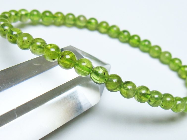 ペリドット ブレスレット 5mm メール便可 一点物 111-50586