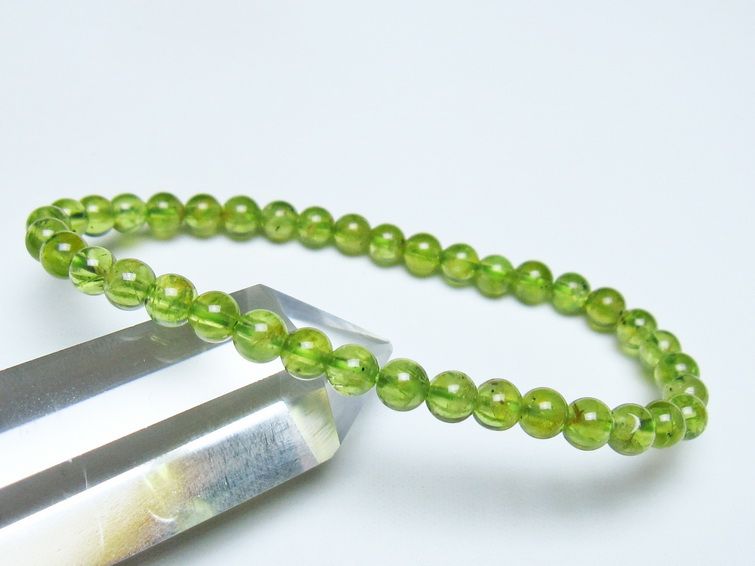 ペリドット ブレスレット 5mm メール便可 一点物 111-50587