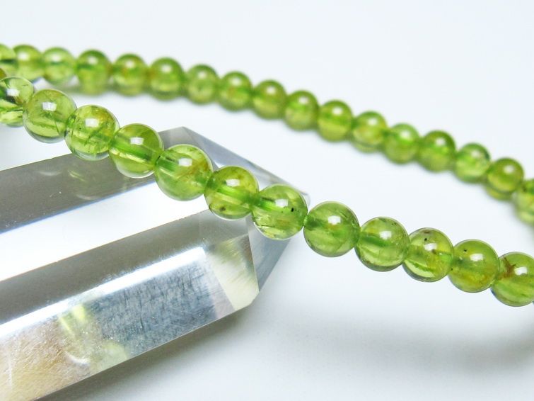 ペリドット ブレスレット 5mm メール便可 一点物 111-50587