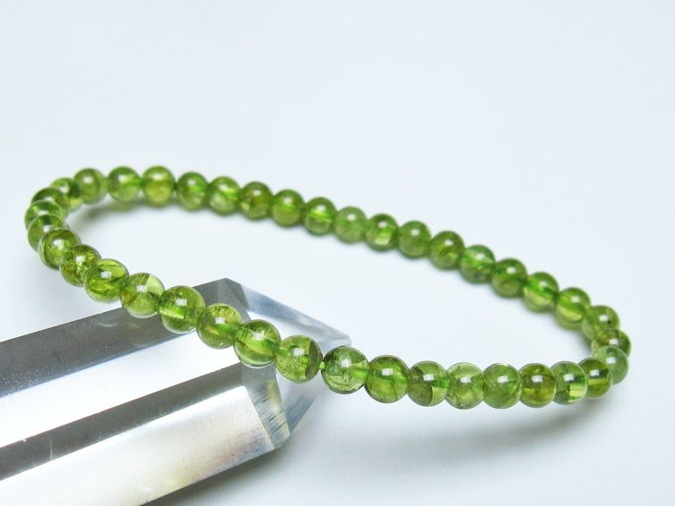 ペリドット ブレスレット 5mm メール便可 一点物 111-50588