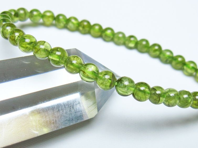 ペリドット ブレスレット 5mm メール便可 一点物 111-50588