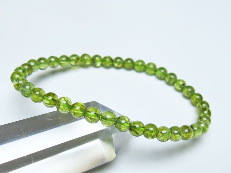 ペリドット ブレスレット 5mm メール便可 一点物 111-50589