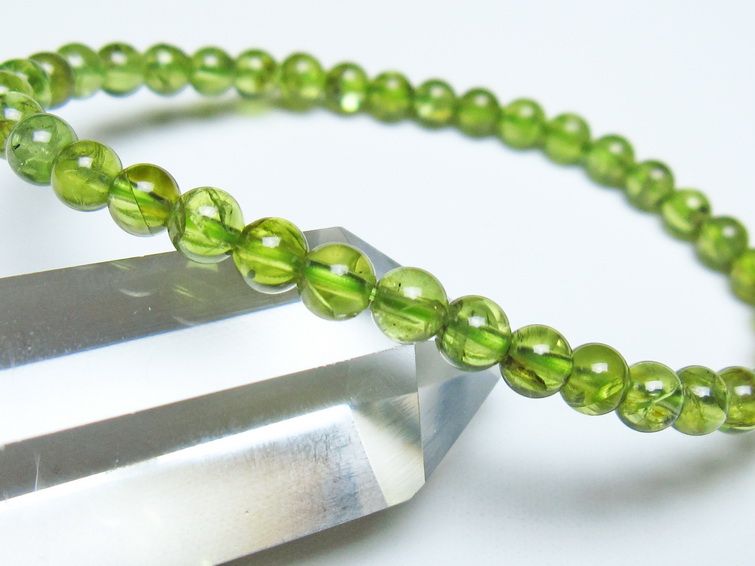 ペリドット ブレスレット 5mm メール便可 一点物 111-50589