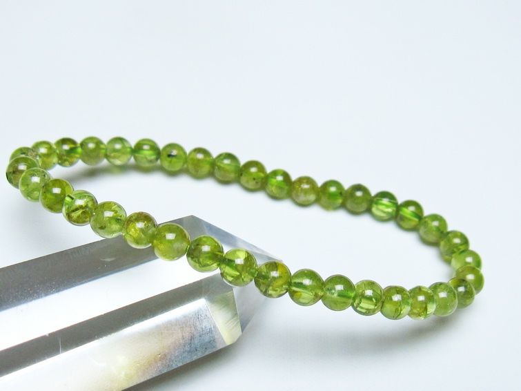 ペリドット ブレスレット 5mm メール便可 一点物 111-50590