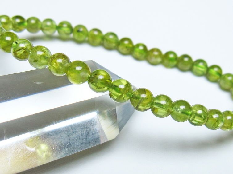 ペリドット ブレスレット 5mm メール便可 一点物 111-50590