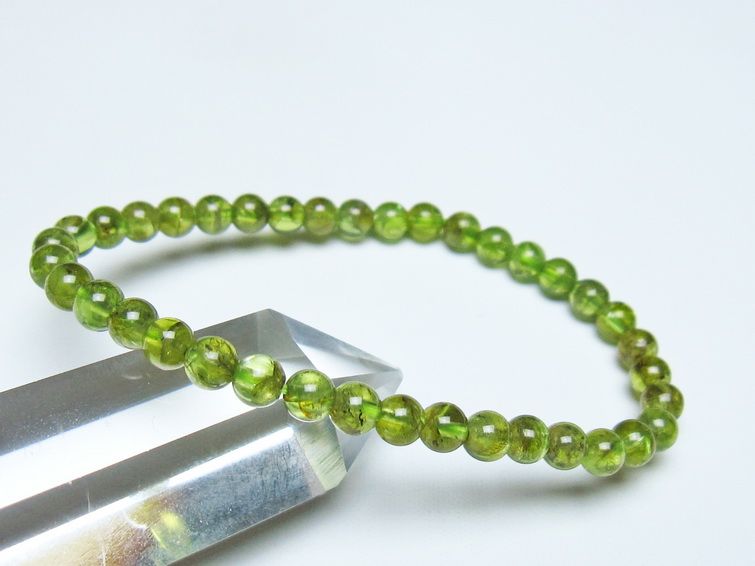ペリドット ブレスレット 5mm メール便可 一点物 111-50591