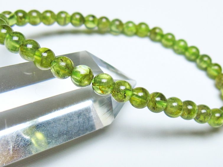 ペリドット ブレスレット 5mm メール便可 一点物 111-50591