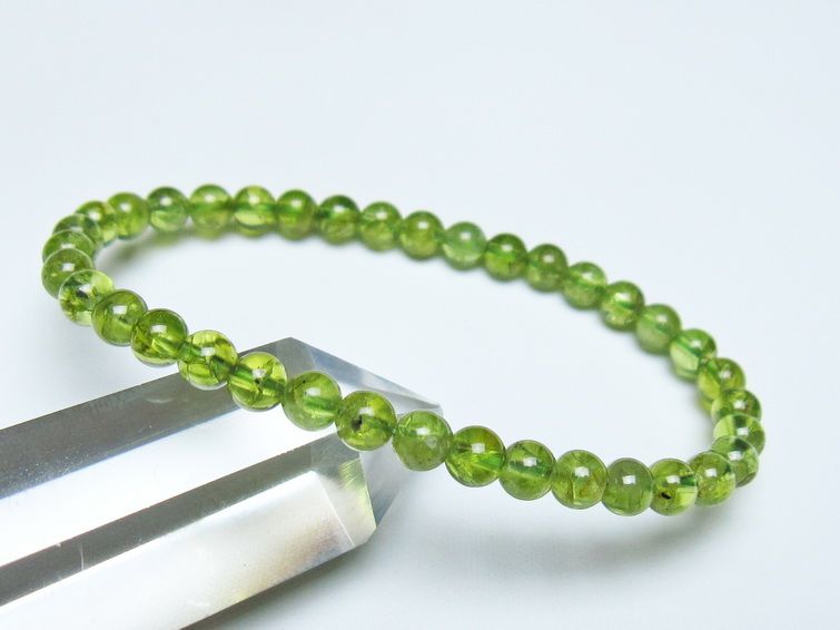 ペリドット ブレスレット 5mm メール便可 一点物 111-50592