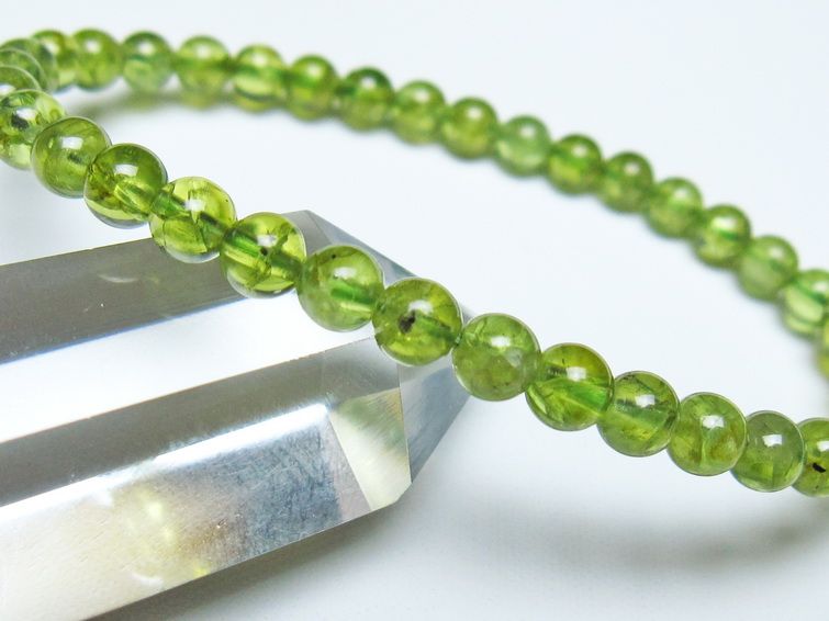 ペリドット ブレスレット 5mm メール便可 一点物 111-50592