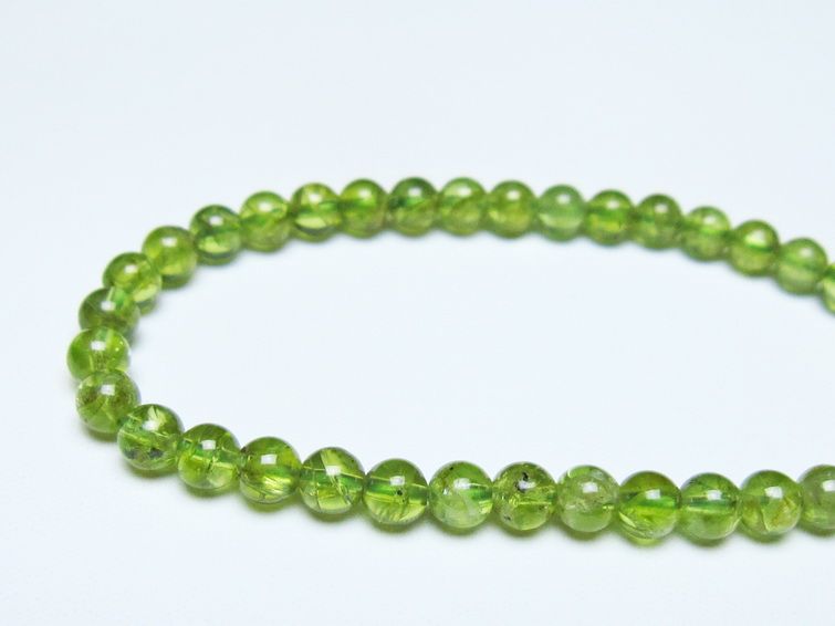 ペリドット ブレスレット 5mm メール便可 一点物 111-50592