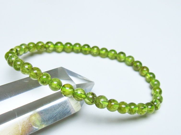 ペリドット ブレスレット 5mm メール便可 一点物 111-50593