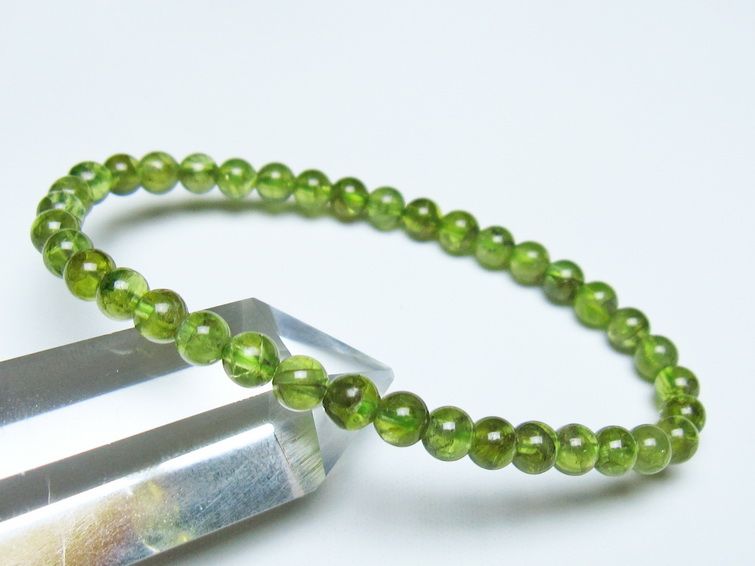 ペリドット ブレスレット 5mm メール便可 一点物 111-50594