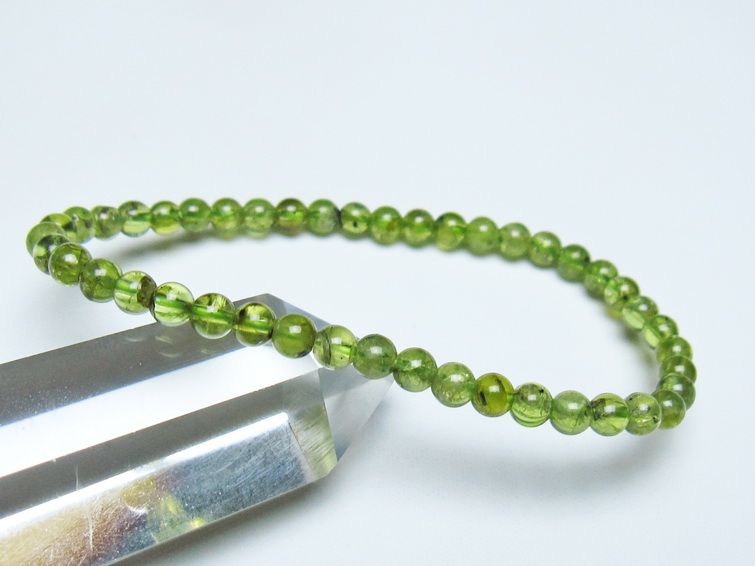 ペリドット ブレスレット 4mm メール便可 一点物 111-50595