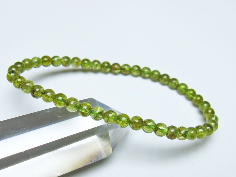 ペリドット ブレスレット 4mm メール便可 一点物 111-50598