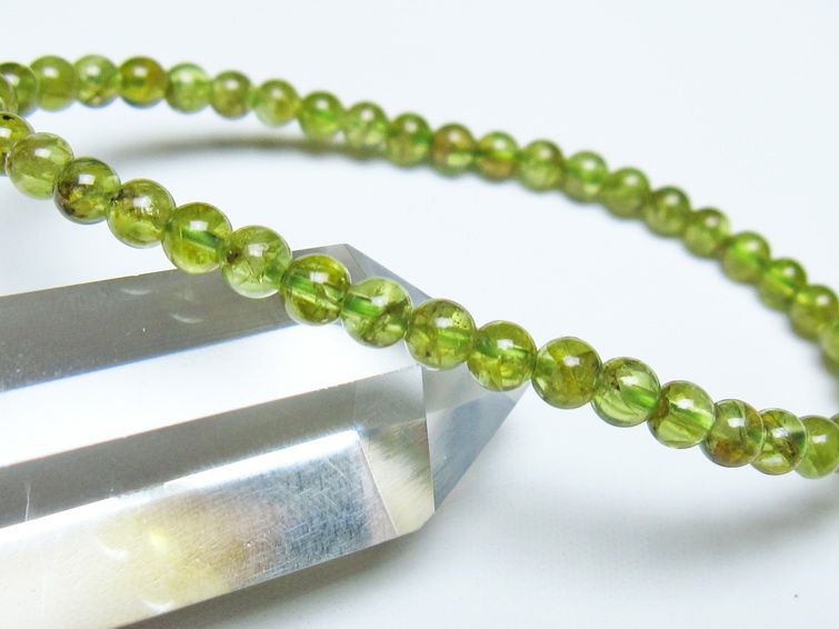 ペリドット ブレスレット 4mm メール便可 一点物 111-50598