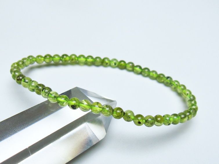 ペリドット ブレスレット 4mm メール便可 一点物 111-50599