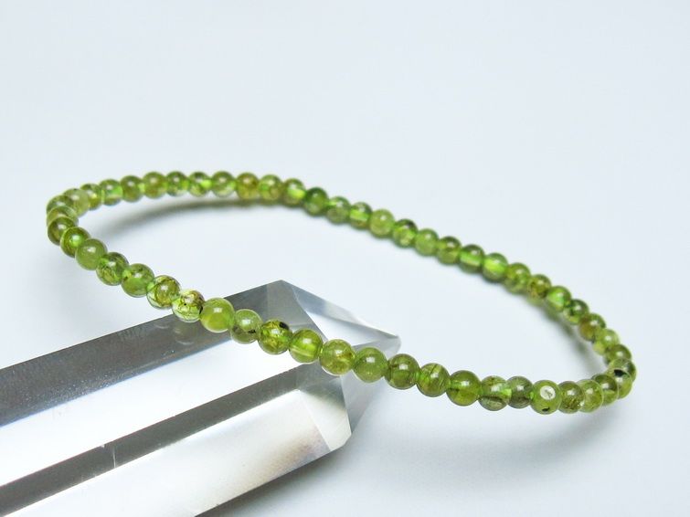 ペリドット ブレスレット 4mm メール便可 一点物 111-50600