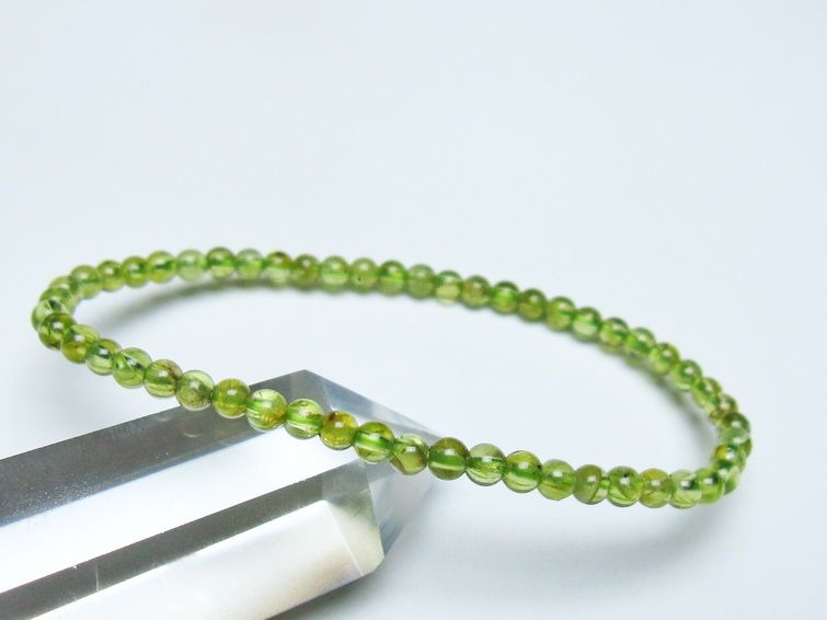 ペリドット ブレスレット 4mm メール便可 一点物 111-50601