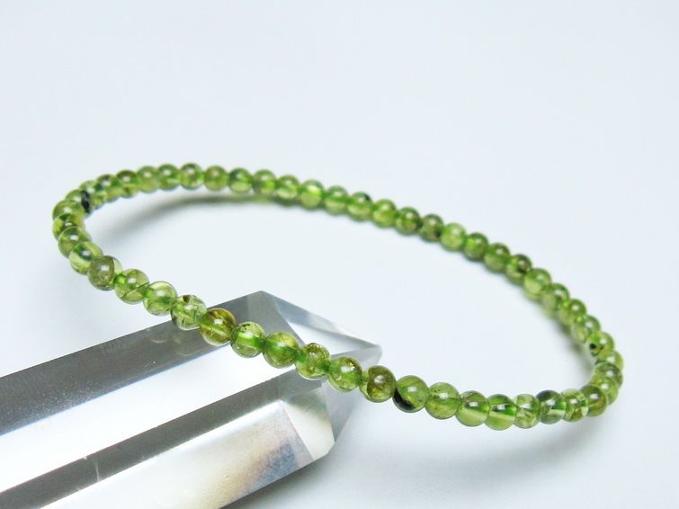 ペリドット ブレスレット 4mm メール便可 一点物 111-50602