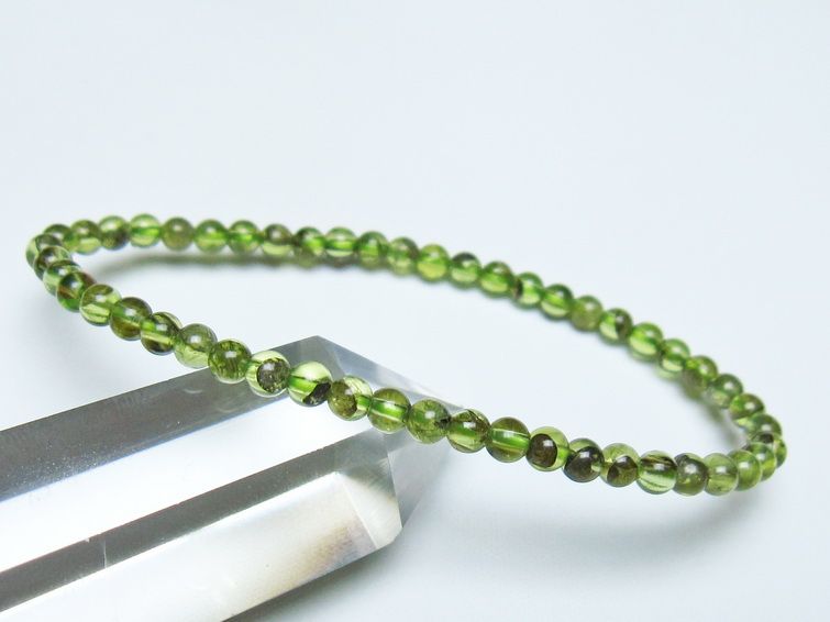 ペリドット ブレスレット 4mm メール便可 一点物 111-50603