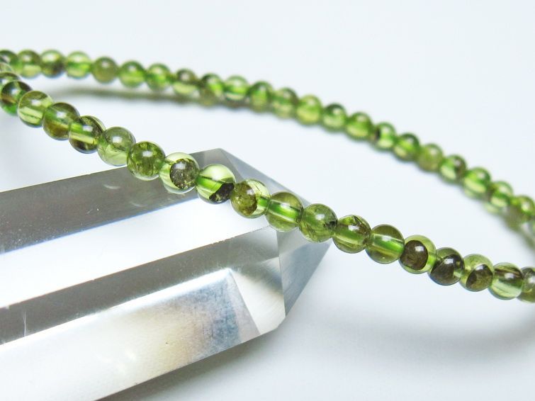 ペリドット ブレスレット 4mm メール便可 一点物 111-50603
