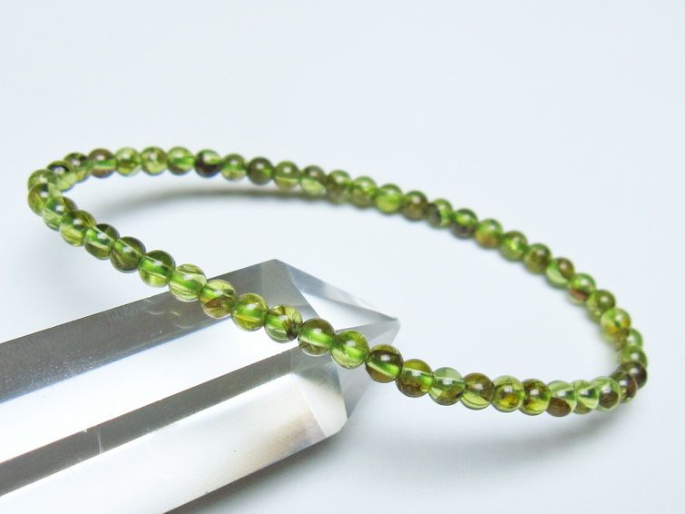 ペリドット ブレスレット 4mm メール便可 一点物 111-50604