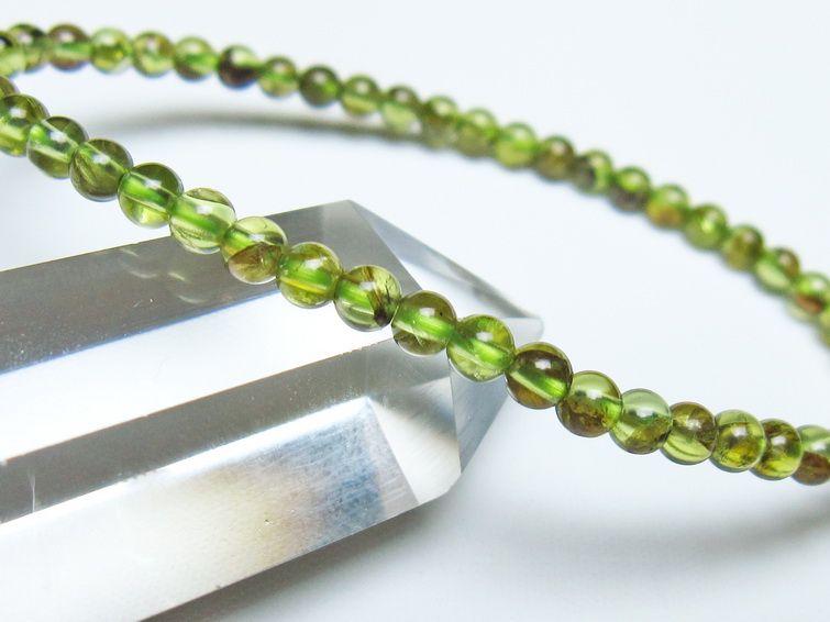 ペリドット ブレスレット 4mm メール便可 一点物 111-50604