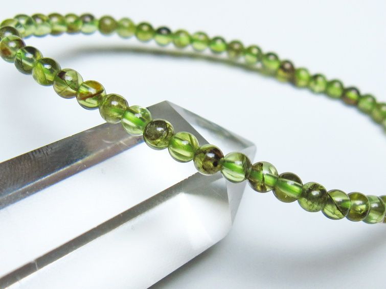 ペリドット ブレスレット 4mm メール便可 一点物 111-50605