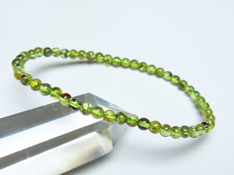 ペリドット ブレスレット 4mm メール便可 一点物 111-50606